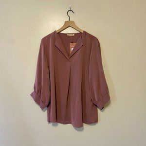 Unixseque Women's Casual Chiffon V Neck 3/4 Sleeve Business Tops Loose Work Blou